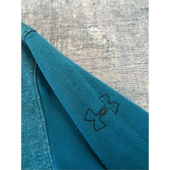 Under Armour Heathered Blue Green Loose Fit Baseline Fleece Hoodie Men's XL - Picture 5 of 8